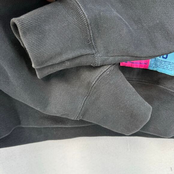 Champion Hoodie Unisex M Black Teal Pink Script Reverse Weave Logo Casual - Picture 4 of 12